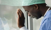 Portrait of a worried male surgeon